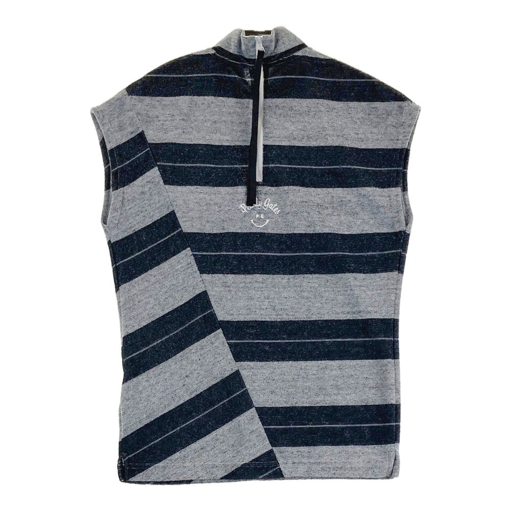 サイズ 1 PEARLY GATES パーリーゲイツ モデル ハイネック 半袖Tシャツ パイル ボーダー柄 グレー系 240101497866 ゴルフウェア レディース ストスト