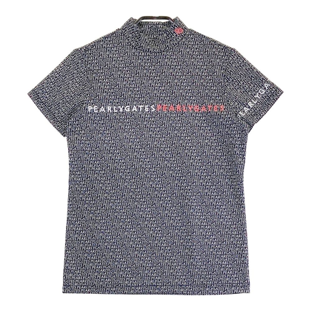 サイズ 2 PEARLY GATES パーリーゲイツ モデル ハイネック 半袖Tシャツ ロゴ総柄 ブラック系 240101498153 ゴルフウェア レディース ストスト