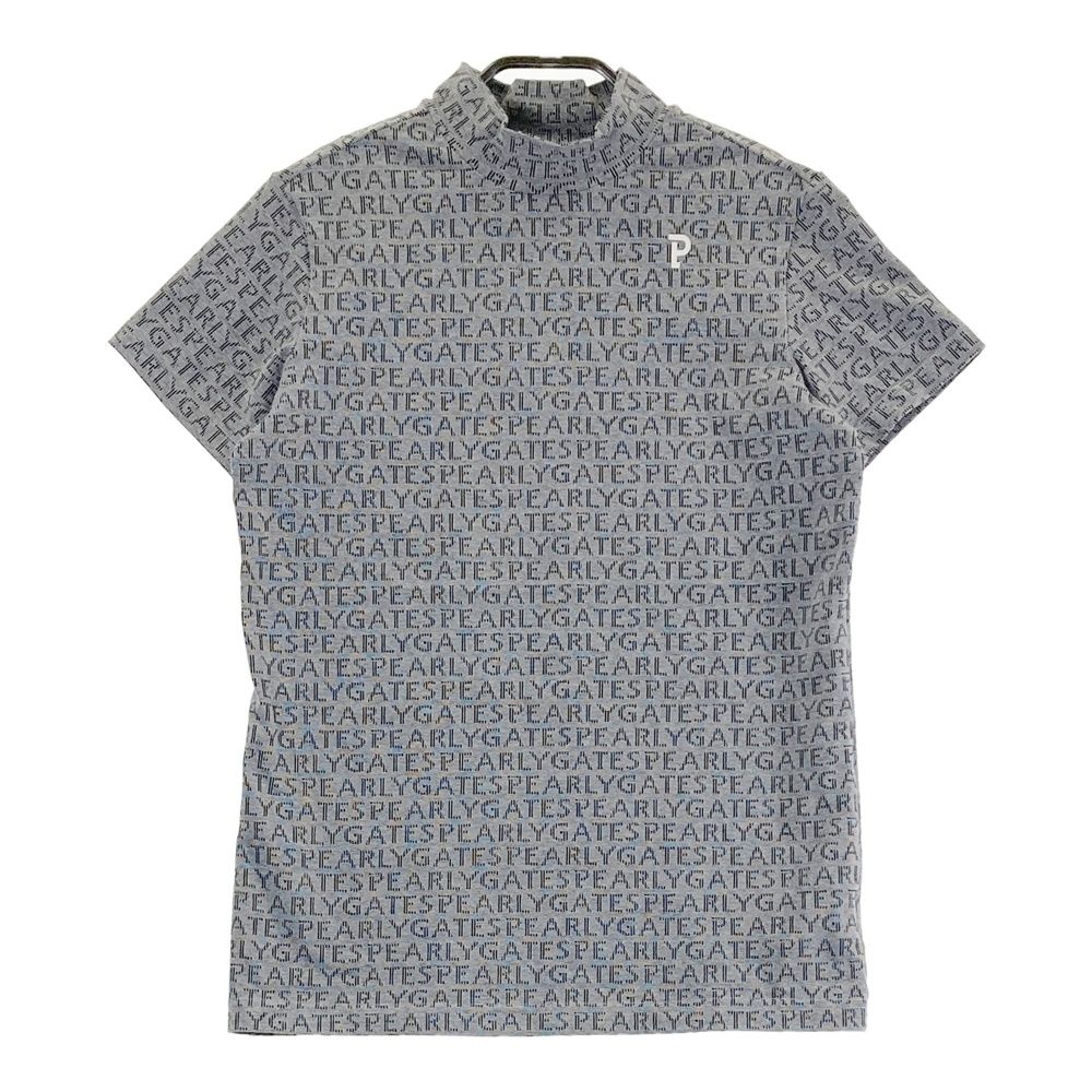 サイズ 1 PEARLY GATES パーリーゲイツ モデル ハイネック 半袖Tシャツ ロゴ 総柄 グレー系 240101503601 ゴルフウェア レディース ストスト
