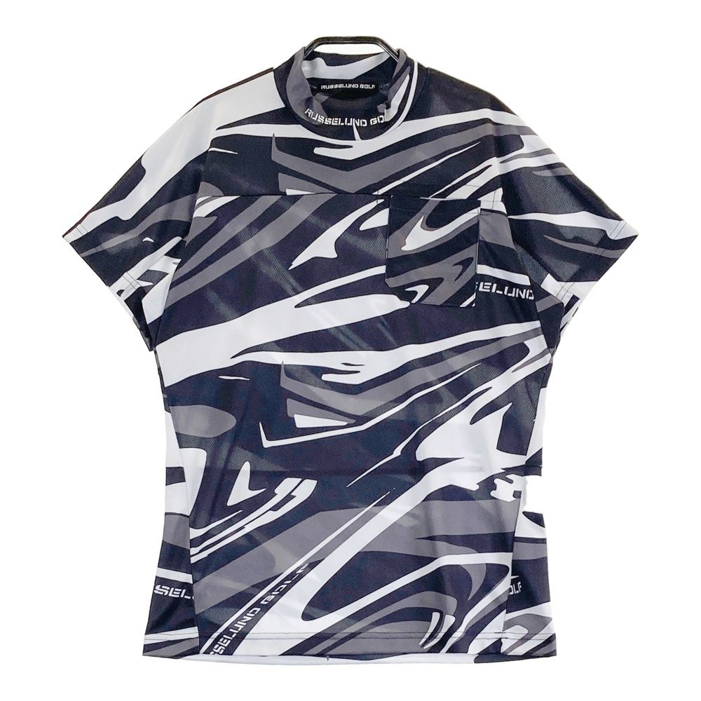 サイズ 2 RUSSELUNO ラッセルノ モデル ハイネック 半袖Tシャツ ルチャ 総柄 グレー系 240101504589 ゴルフウェア レディース ストスト