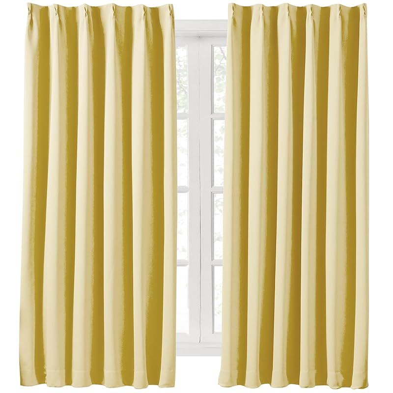 Hansleep カーテン 1級遮光 組 幅150 cm丈210 cm イェロー 断熱 防寒 防音 省エネ 厚手 無地 おしゃれ 洗える リビング用 丈210 0