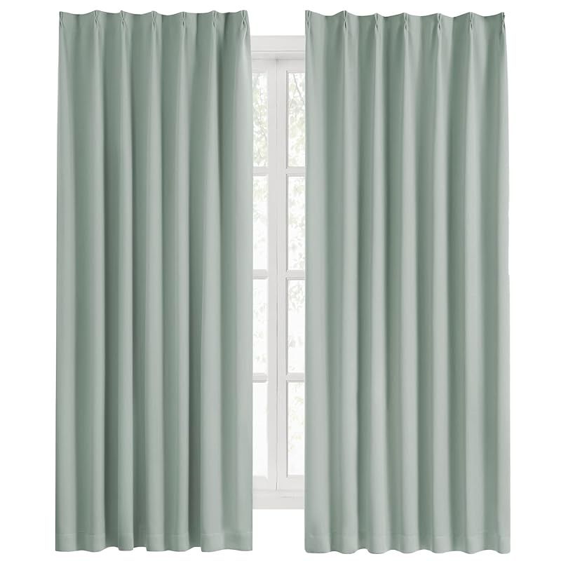 Hansleep カーテン 1級遮光 2枚組 幅150cm丈230cm カルダモングリーン 断熱 防寒 防音 省エネ 厚手 無地 おしゃれ 洗える リビング用 カルダモングリーン 幅150cm×丈230cm 0
