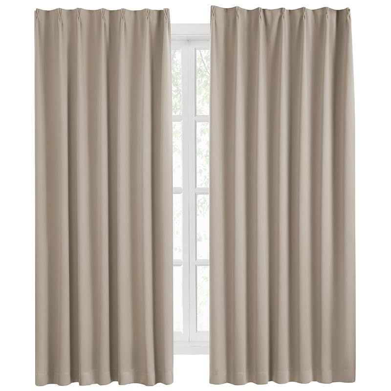 Hansleep カーテン 1級遮光 2枚組 幅150cm丈230cm カーキ 断熱 防寒 防音 省エネ 厚手 無地 おしゃれ 洗える リビング用 カーキ 幅150cm×丈230cm 0