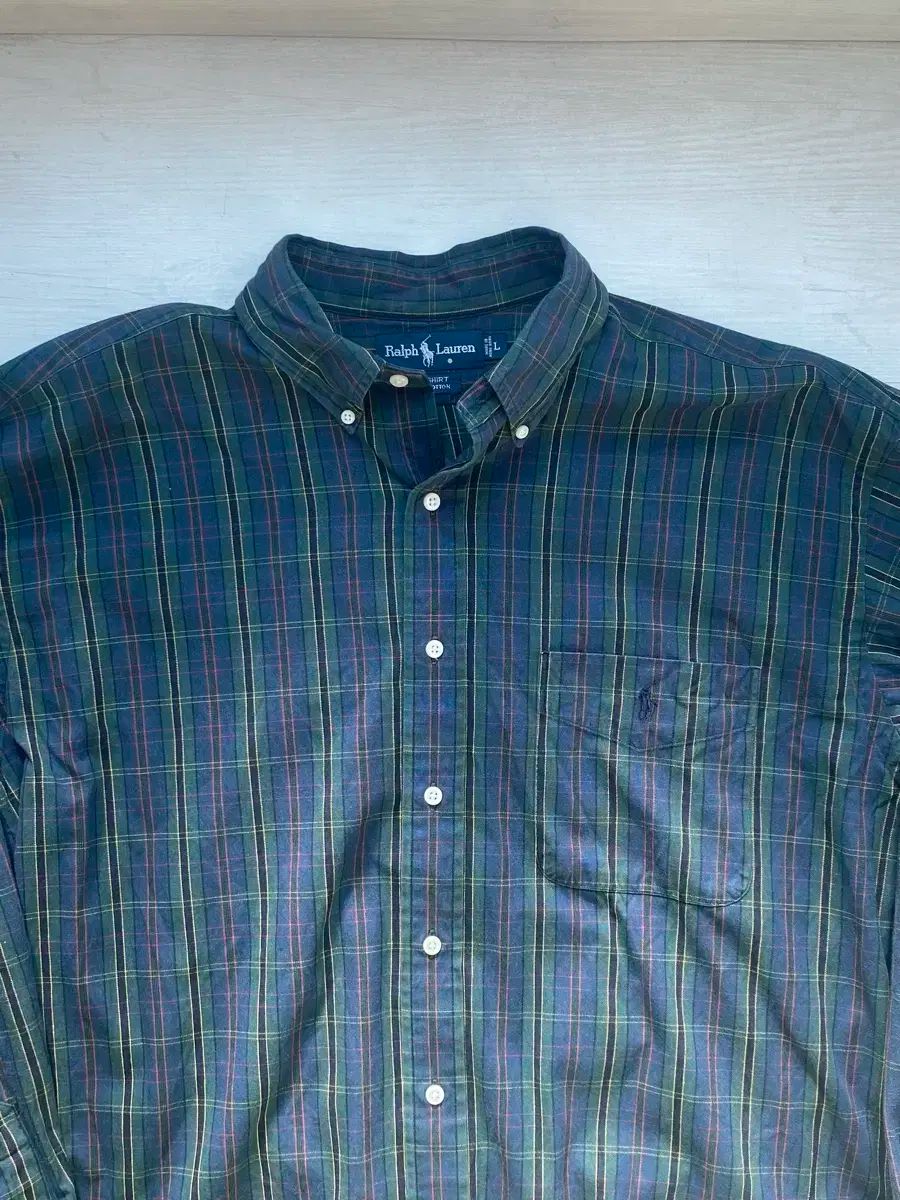 90s ポロ オーバーサイズシャツ タタン CHECK L