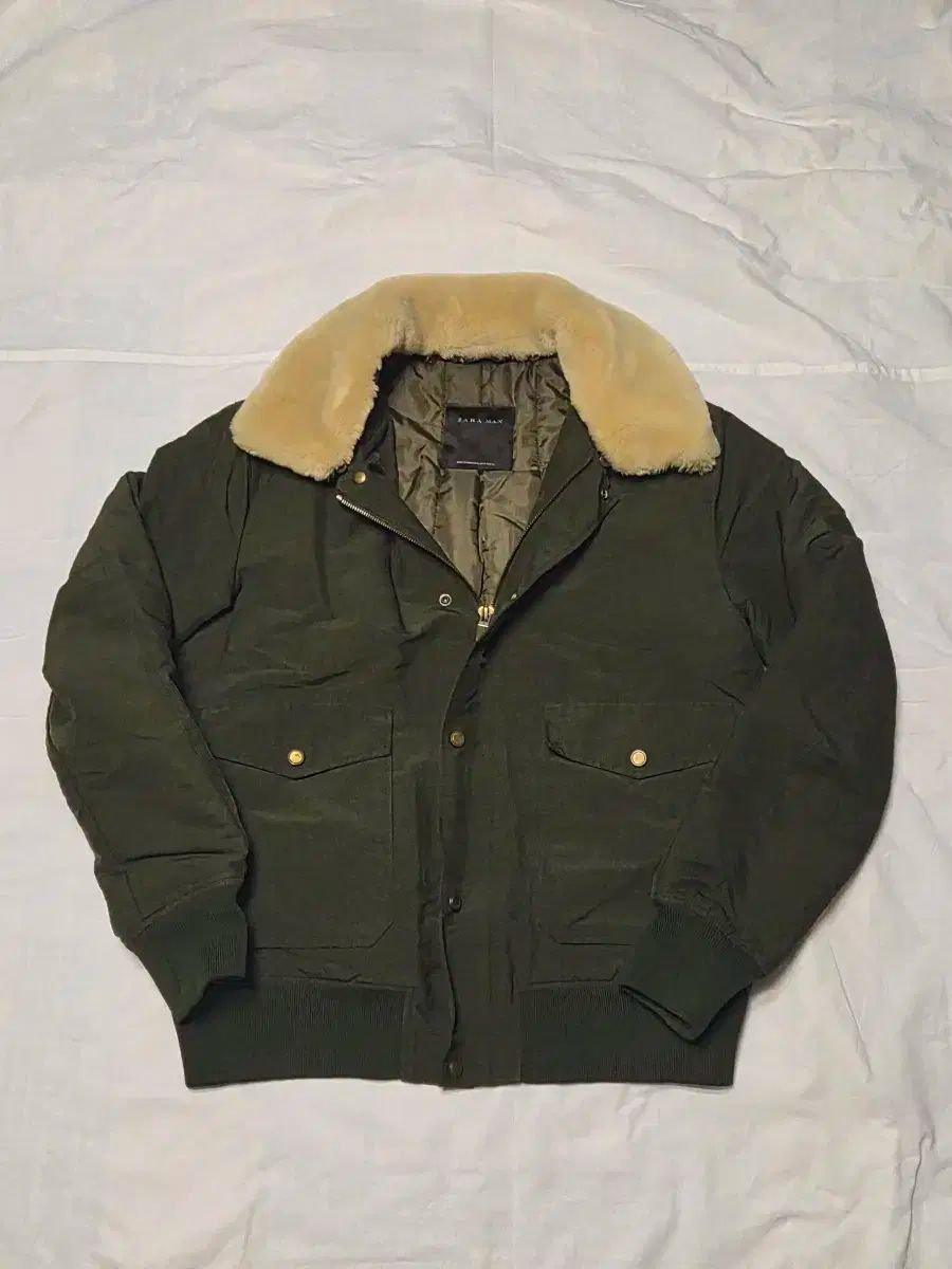 ザラ ファー ブルゾン ジャケット カーキ XL