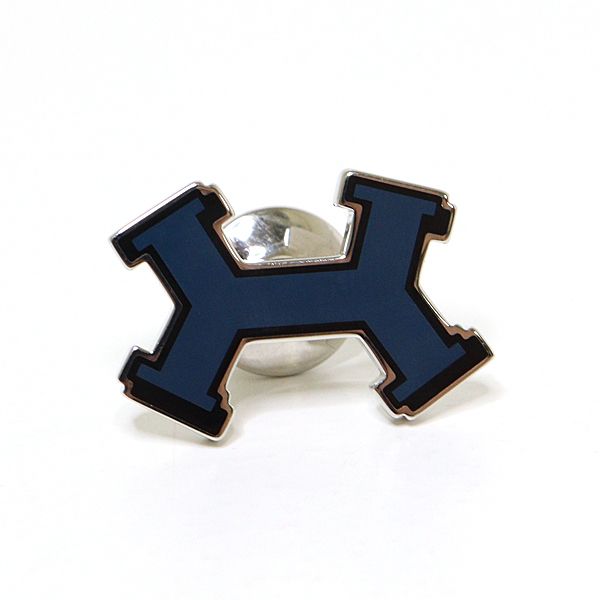 エルメス HERMES ブローチ ピンバッチ ブルー系 Aランク