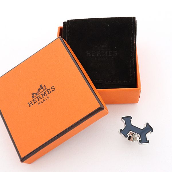 エルメス HERMES ブローチ ピンバッチ ブルー系 Aランク