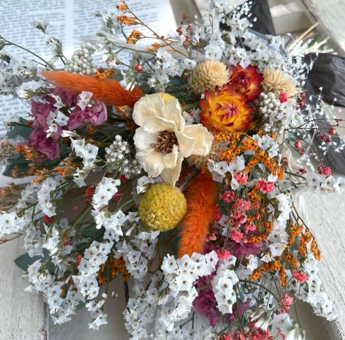 no.1607 プリザーブドフラワーu0026ドライフラワーのスワッグ ドライフラワー＆プリザーブドフラワー スワッグ - メルカリ
