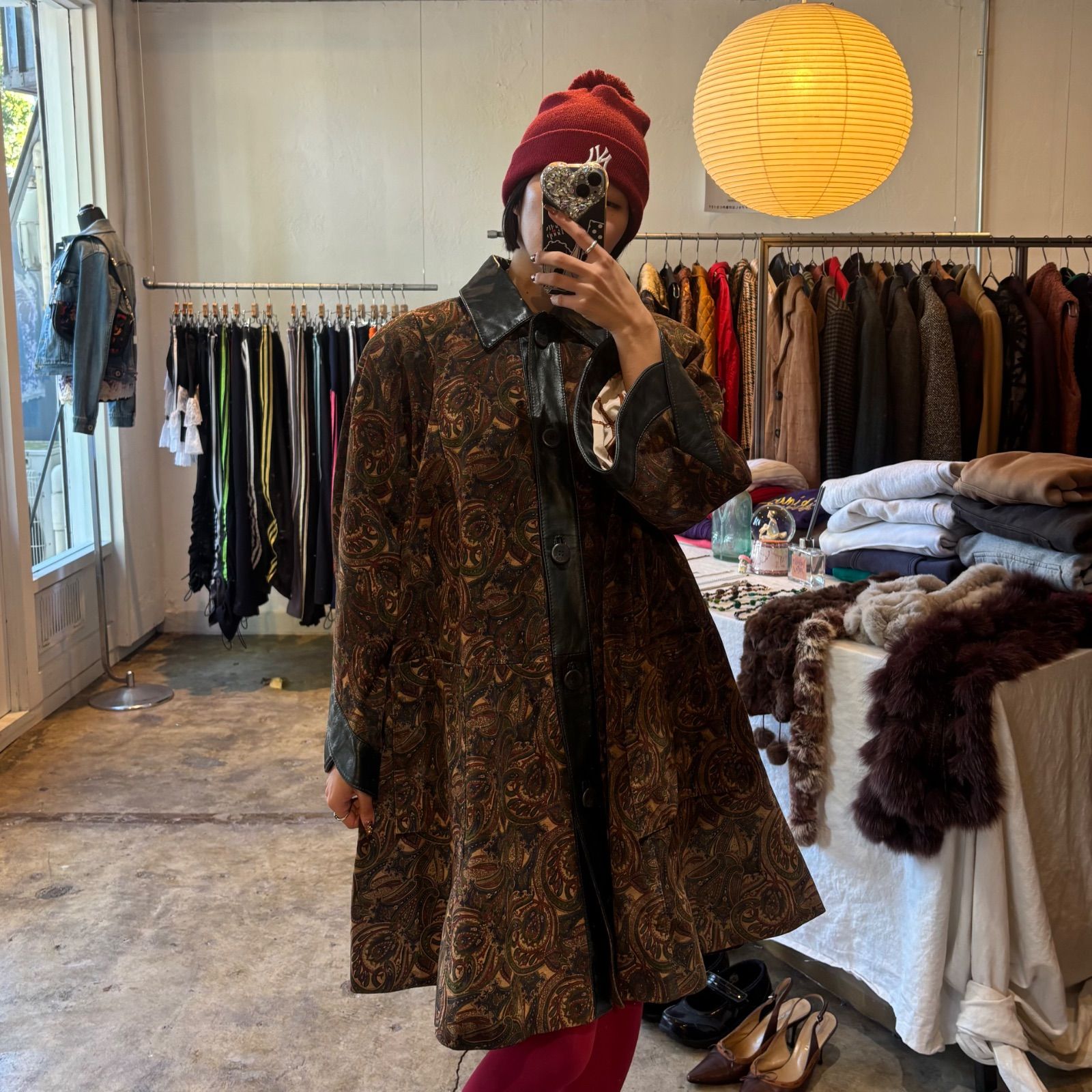 Italy製 Paisley pattern leather jacket