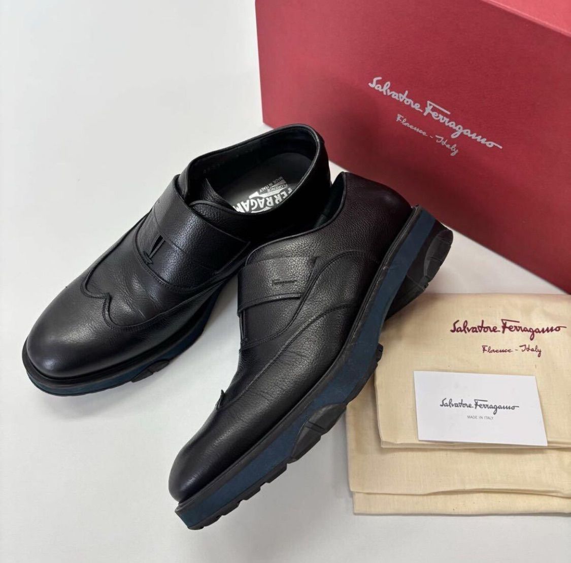 Salvatore Ferragamo サルヴァトーレフェラガモ シングル モンク ストラップ シューズ ブラック 系 サイズ 7 709-0080