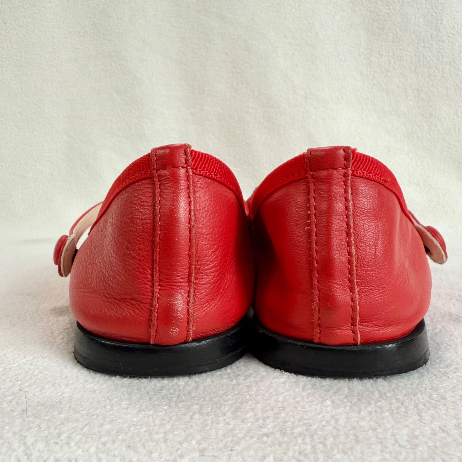 美品✨レペット ストラップ フラット レザー レッド系 バレエシューズ