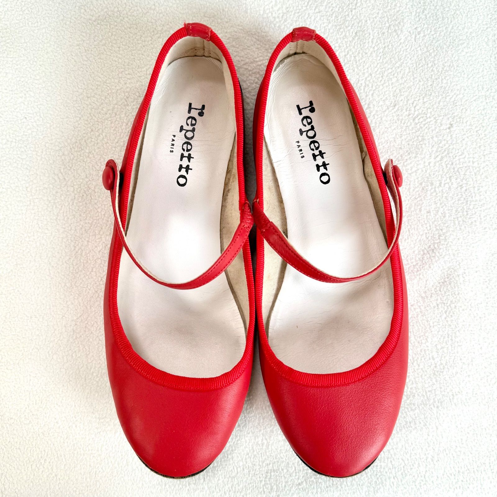 【レア美品】Repetto レッド バレエシューズ 美品✨レペット ストラップ フラット レザー レッド系 バレエシューズ