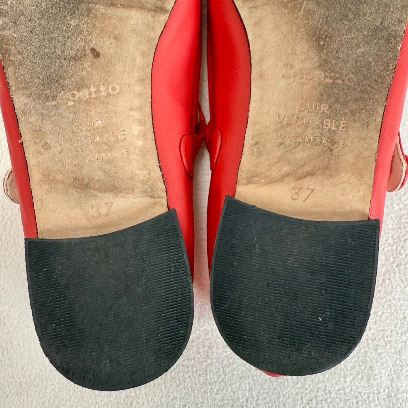美品✨レペット ストラップ フラット レザー レッド系 バレエシューズ