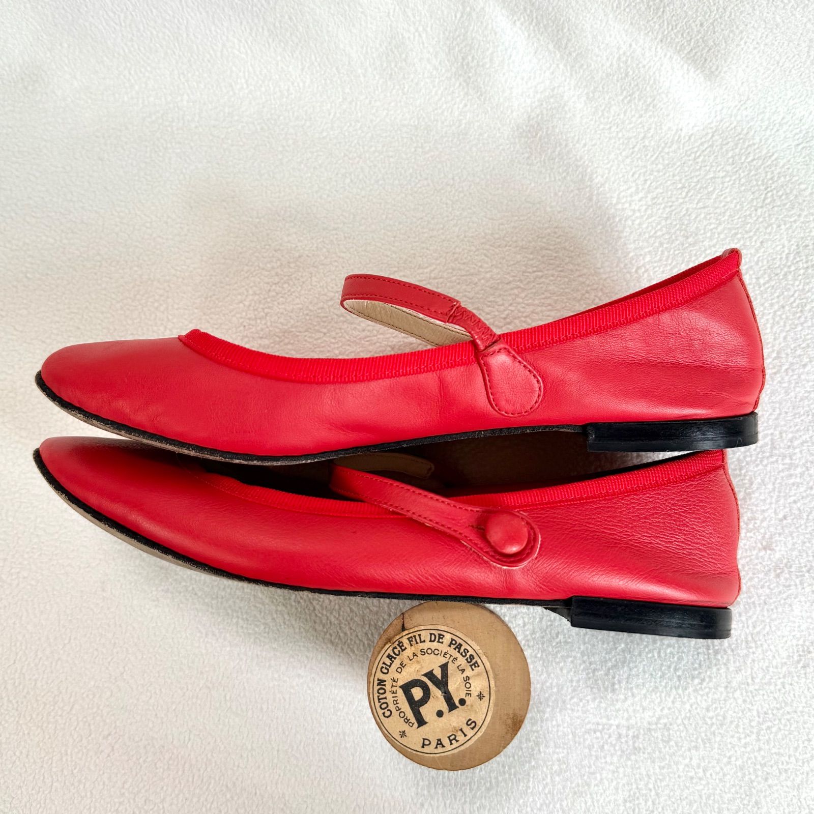 【レア美品】Repetto レッド バレエシューズ 美品✨レペット ストラップ フラット レザー レッド系 バレエシューズ