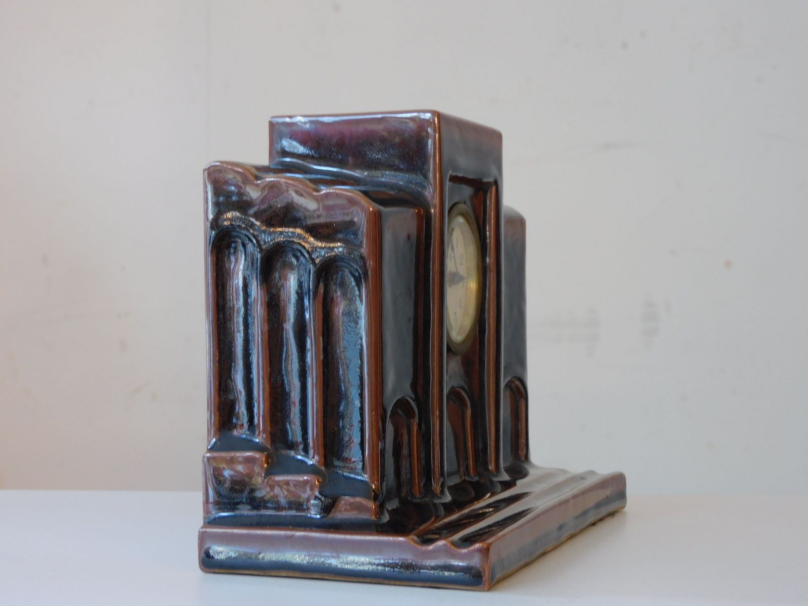 戦前 精工舎 置き時計 焼き物 寿山 在銘 HK-a-05664 焼物 常滑焼 アンティーク 古道具 置き時計 SEIKO セイコー