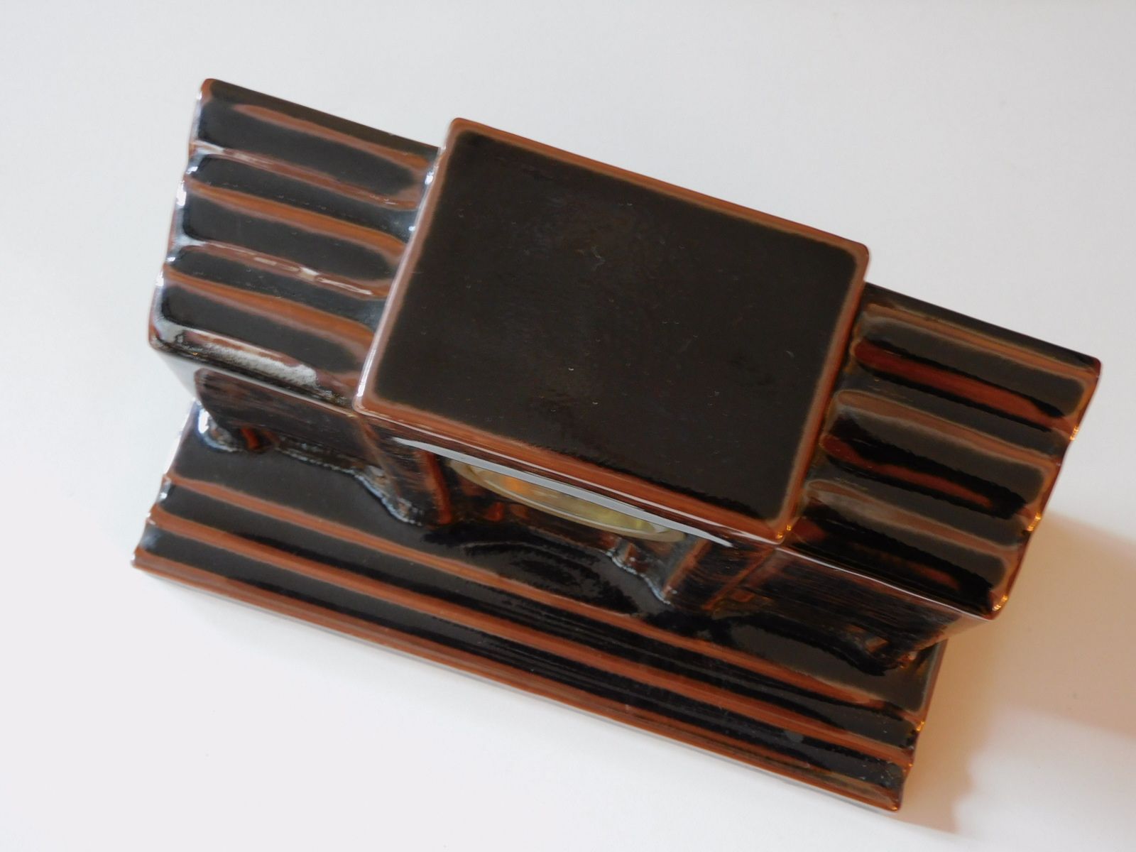 戦前 精工舎 置き時計 焼き物 寿山 在銘 HK-a-05664 焼物 常滑焼 アンティーク 古道具 置き時計 SEIKO セイコー TALLINNNEXPO_COM