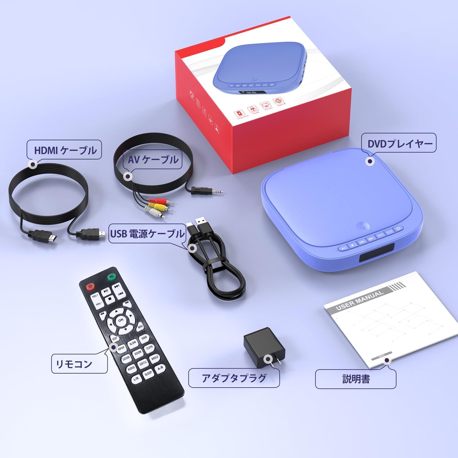 ミニDVDプレーヤー1080Pサポート DVD/CD再生専用モデル