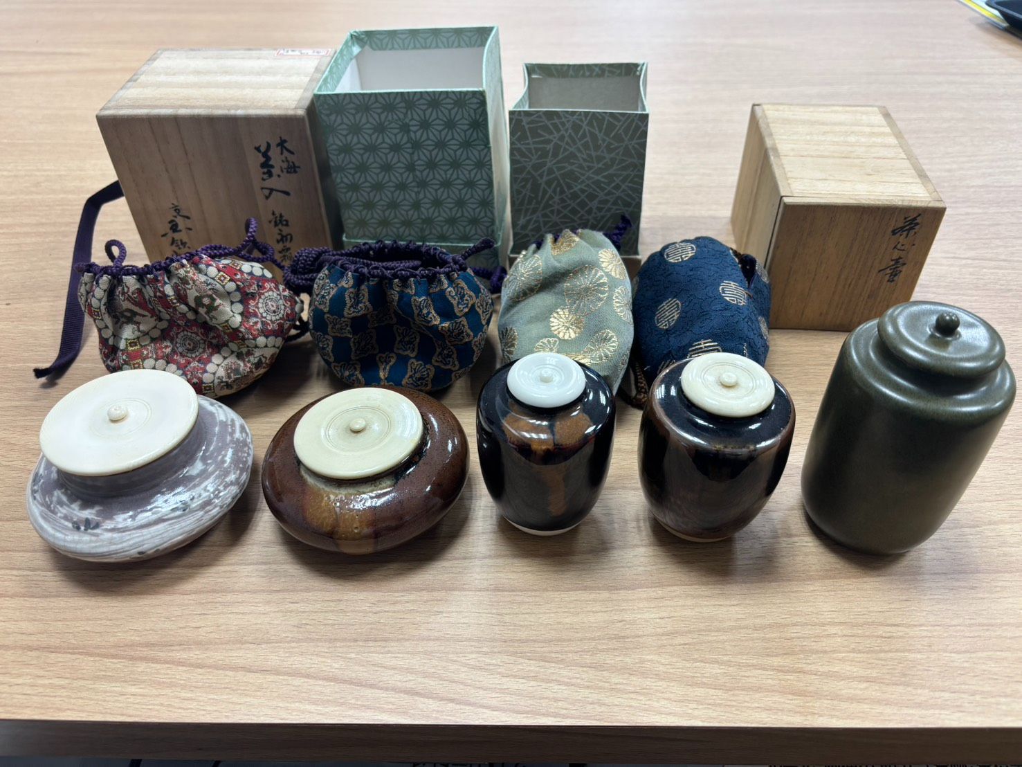 10 クーポン試用可 S 茶入れ5点セット 大海 茶道具 茶器
