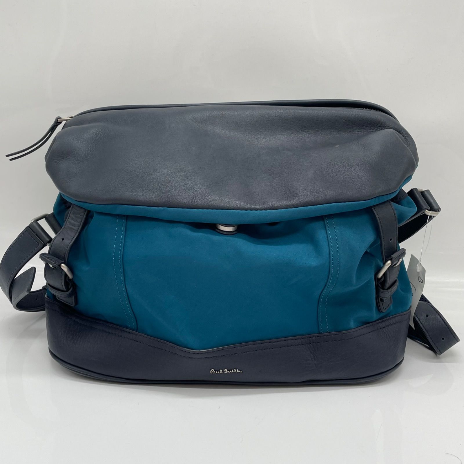 BN6713 Paul Smith ポールスミス メッセンジャーバッグ ショルダーバッグ ナイロン×レザー ネイビー×グリーン系