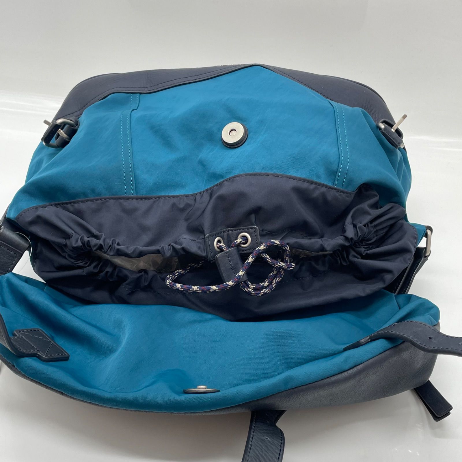 BN6713 Paul Smith ポールスミス メッセンジャーバッグ ショルダーバッグ ナイロン×レザー ネイビー×グリーン系 WWW_KARIMZIABAT_FR