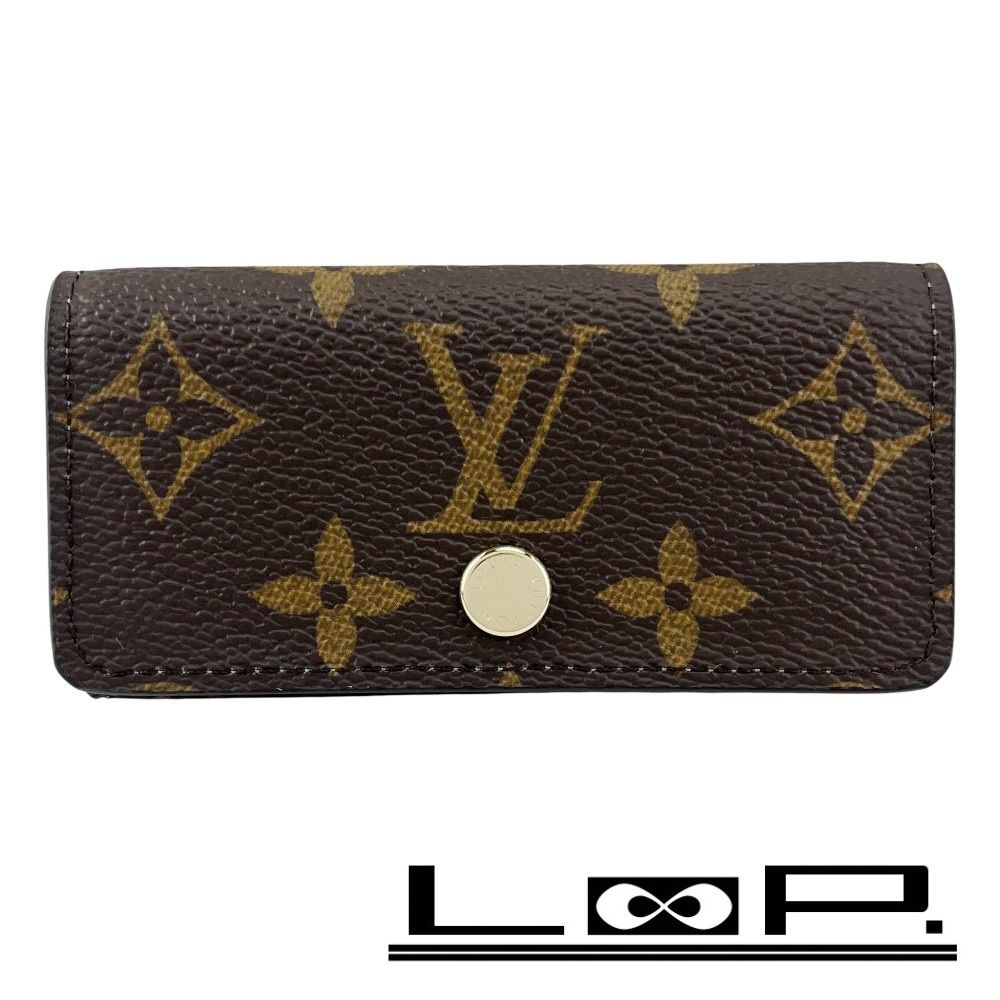 日本 ルイヴィトン ミュルティクレ4 4連 キーケース モノグラム ブラウン ブルー M25906 箱 462566 10