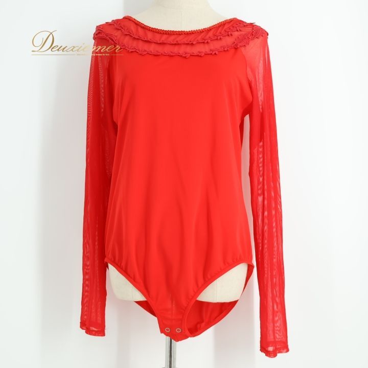 社交ダンス 衣装 レオタード チャコット Chacott レッド系 トップス 赤