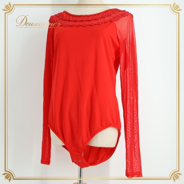 社交ダンス 衣装 レオタード チャコット Chacott レッド系 トップス 赤