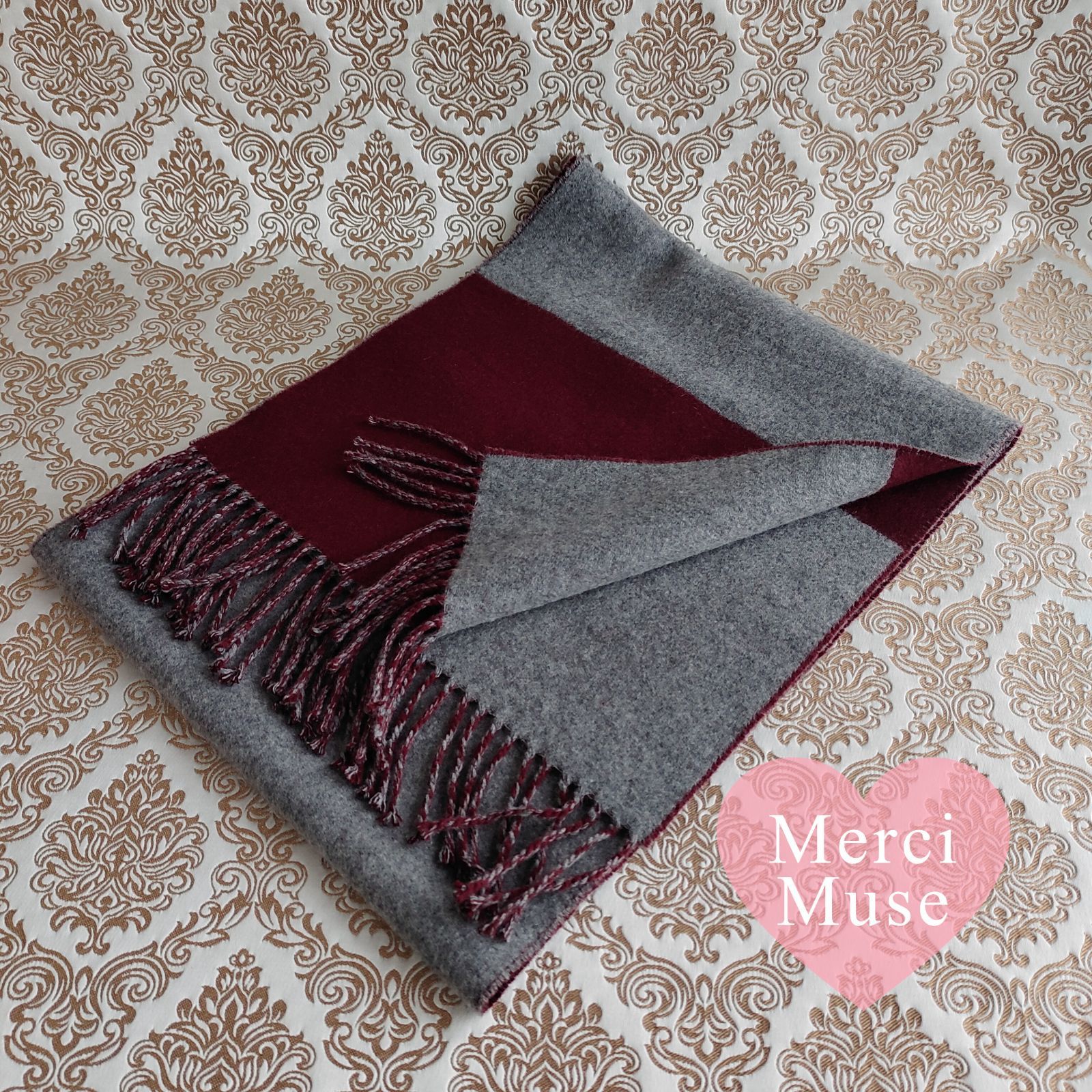 クリーニング済みエルメスカシミアマフラーレクトヴェルソ