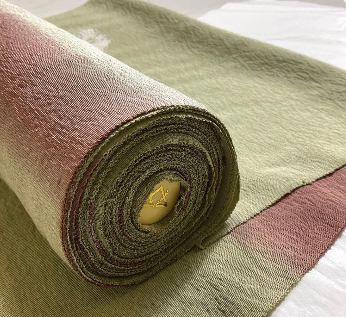  kimomo one kimonoarisa こちらは センスの良い着尺反物 暁雲 浜ちりめん 小紋 暈し 正絹 通産大臣賞受賞 着物小紋 名古屋帯袋帯洒落袋帯半幅帯です 小紋 着物反物