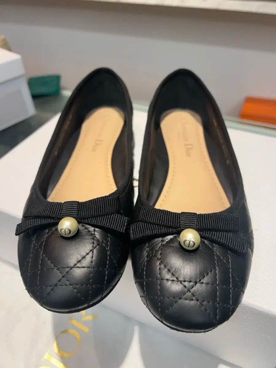 ディオール カナージュ キルティング バレエシューズ フラットシューズ ブラック レディース