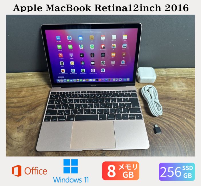 BT Apple MacBook Retina12inch 2016 CPU m3 1.1Ghz 8GB SSD256GB Windows11 Office2025 CJ530