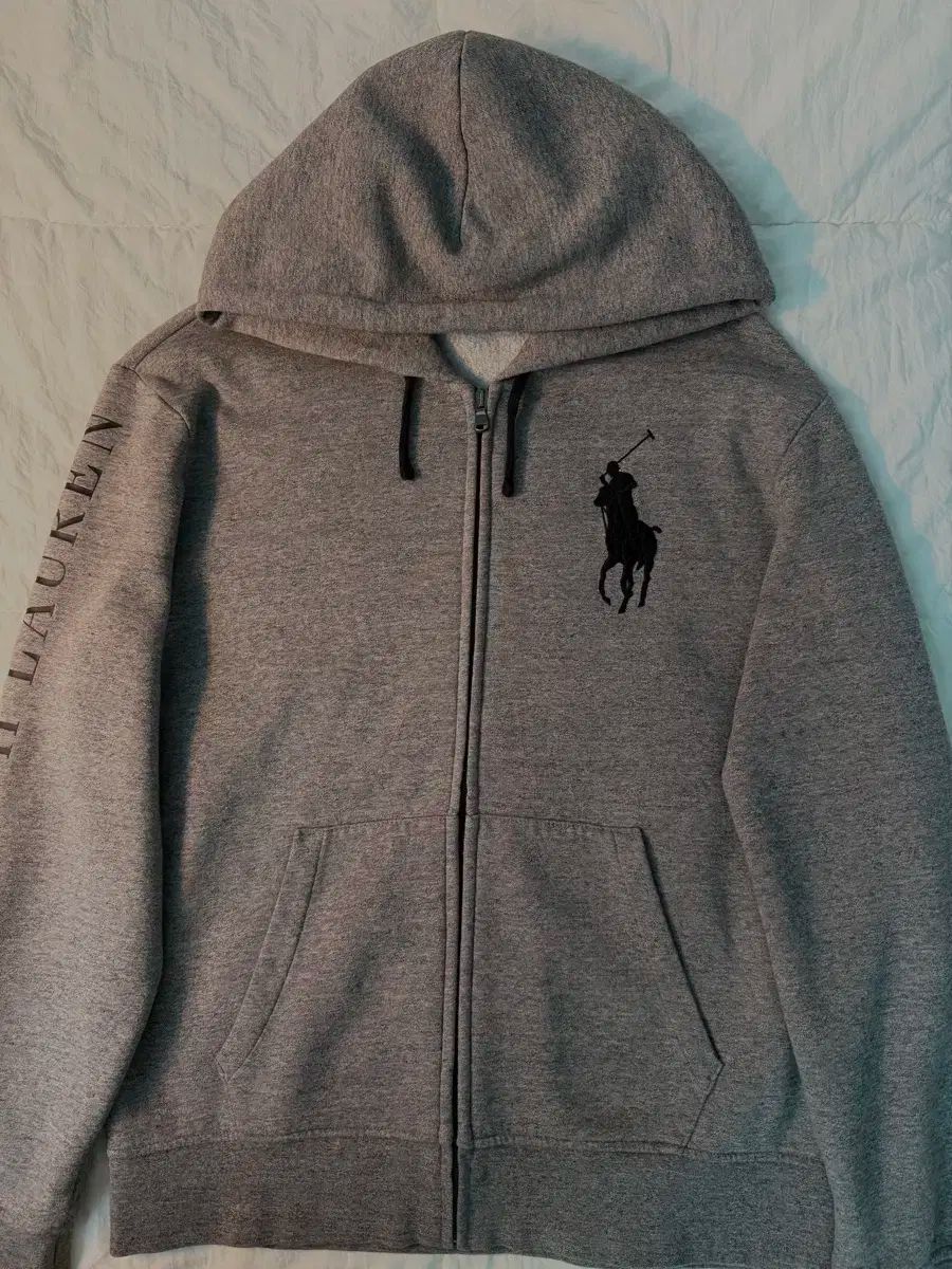 ポロラルフローレン ビックポニー レタリング グレー フードジップアップ