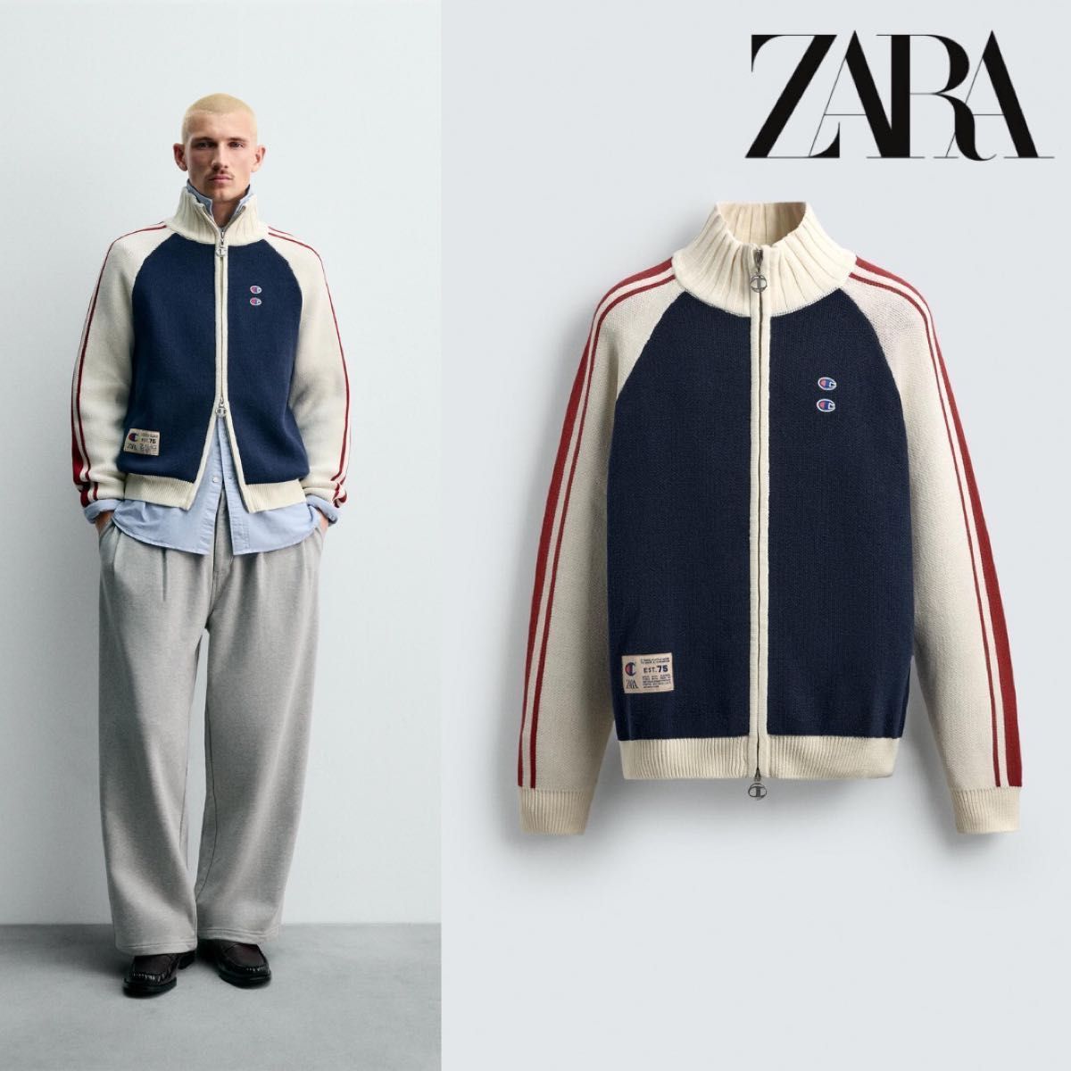 CHAMPION X ZARA ストライプ バギーフィットジーンズ ZARA