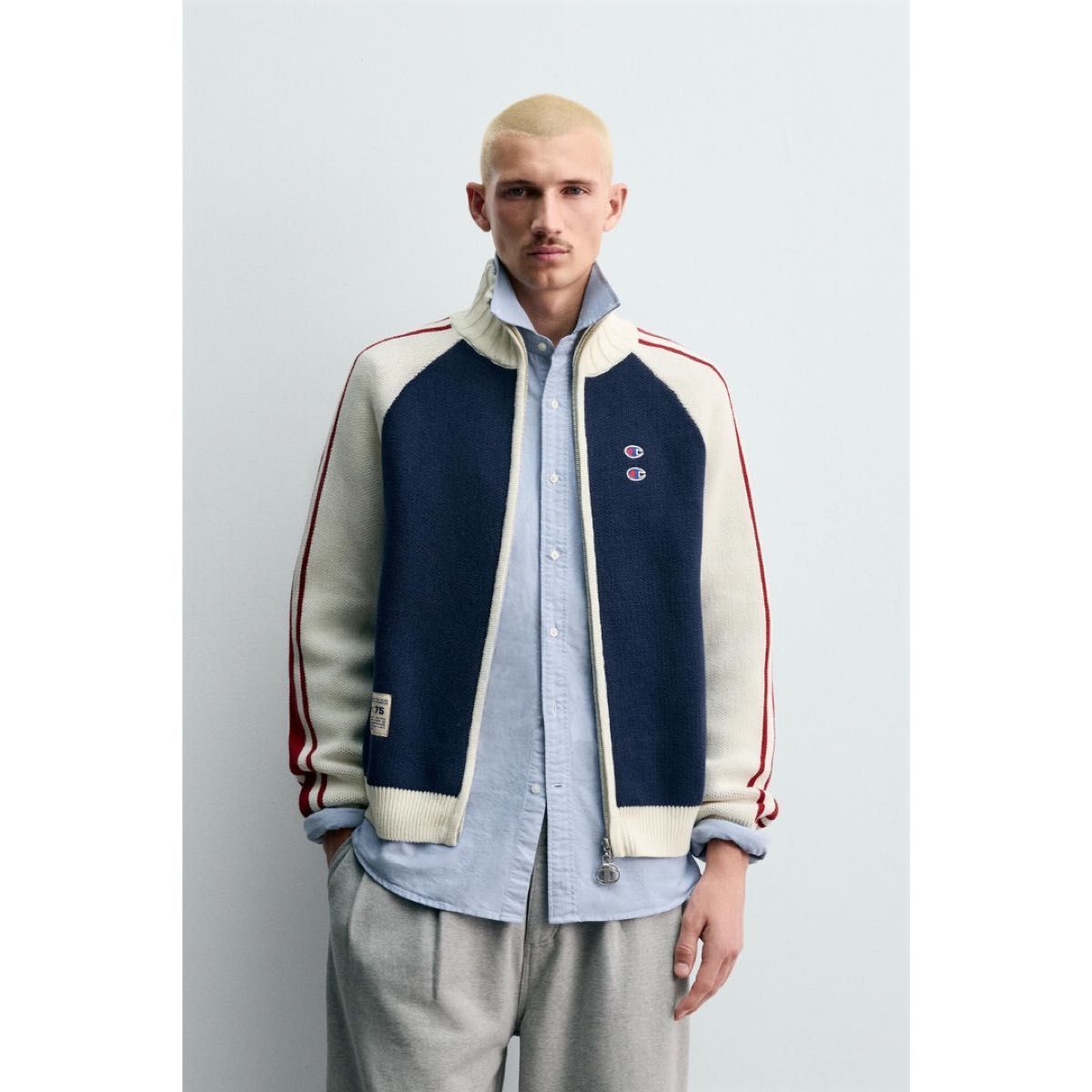 ストライプ バギーフィットジーンズ