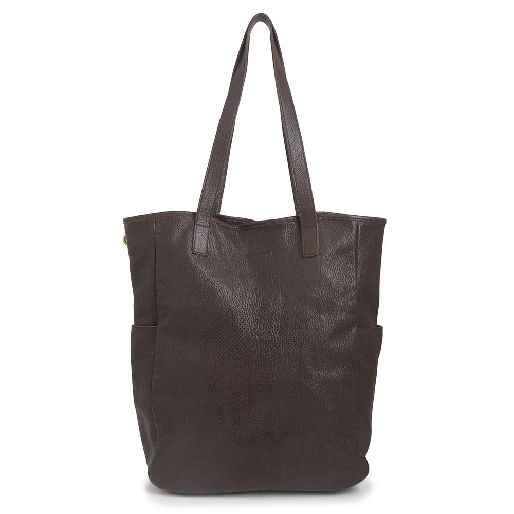 アレキサンダーマックイーン パンチング スカル トートバッグ レザー ブラウン ゴールド金具 Alexander McQueen