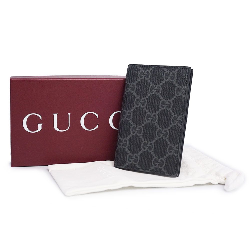 グッチ GGエンブレム カードケース 名刺入れ 定期入れ パスケース GGスプリームキャンバス ブラック グレー 821209 GUCCI