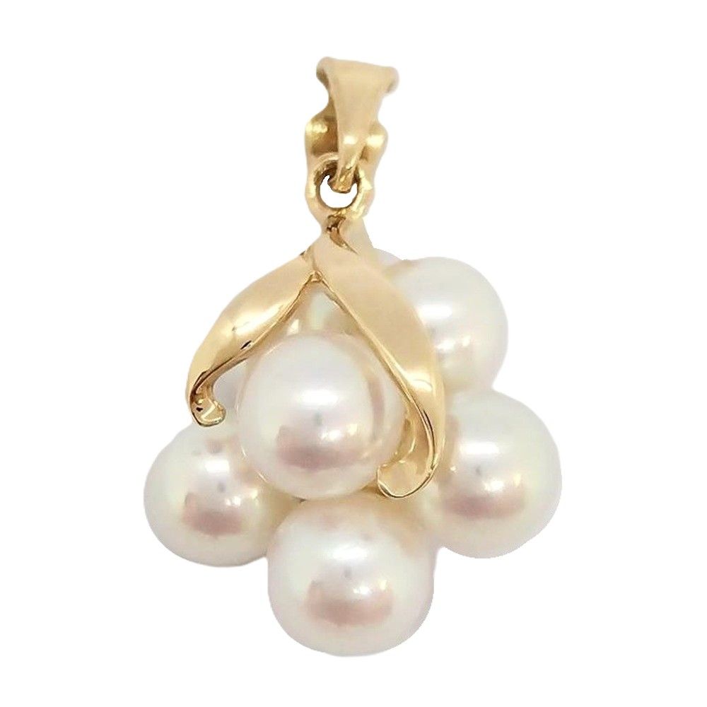 タサキ TASAKI 6P フラワーモチーフ ペンダントトップ パール K14 2.2g ゴールド