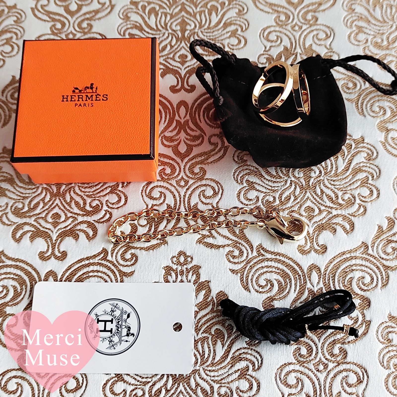 ❤未使用品❤スカーフリング トリオ ゴールド金具 エルメス ネックレス