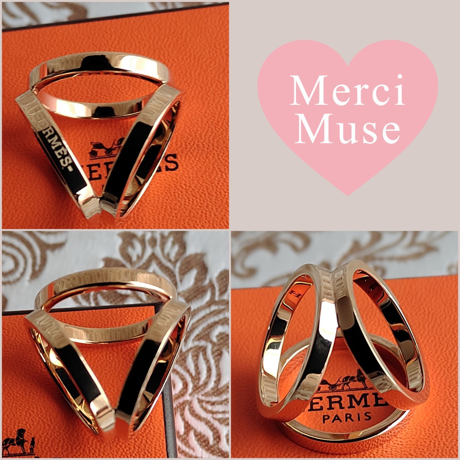 ❤未使用品❤スカーフリング トリオ ゴールド金具 エルメス ネックレス