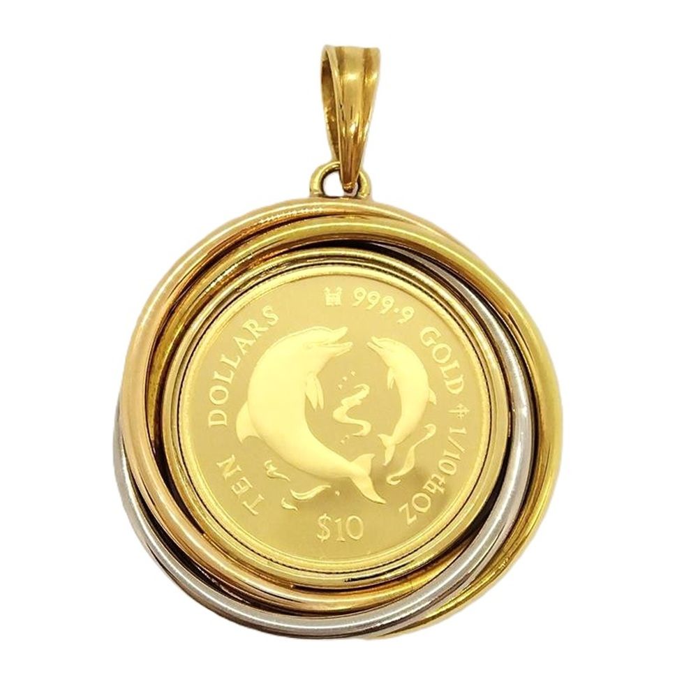 ドルフィン金貨10 1オンス コイン ペンダントトップ K24 9.2g ゴールド K18ゴールド