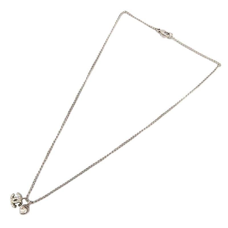シャネル CHANEL ココマーク ハート 07P ラインストーン ネックレス 