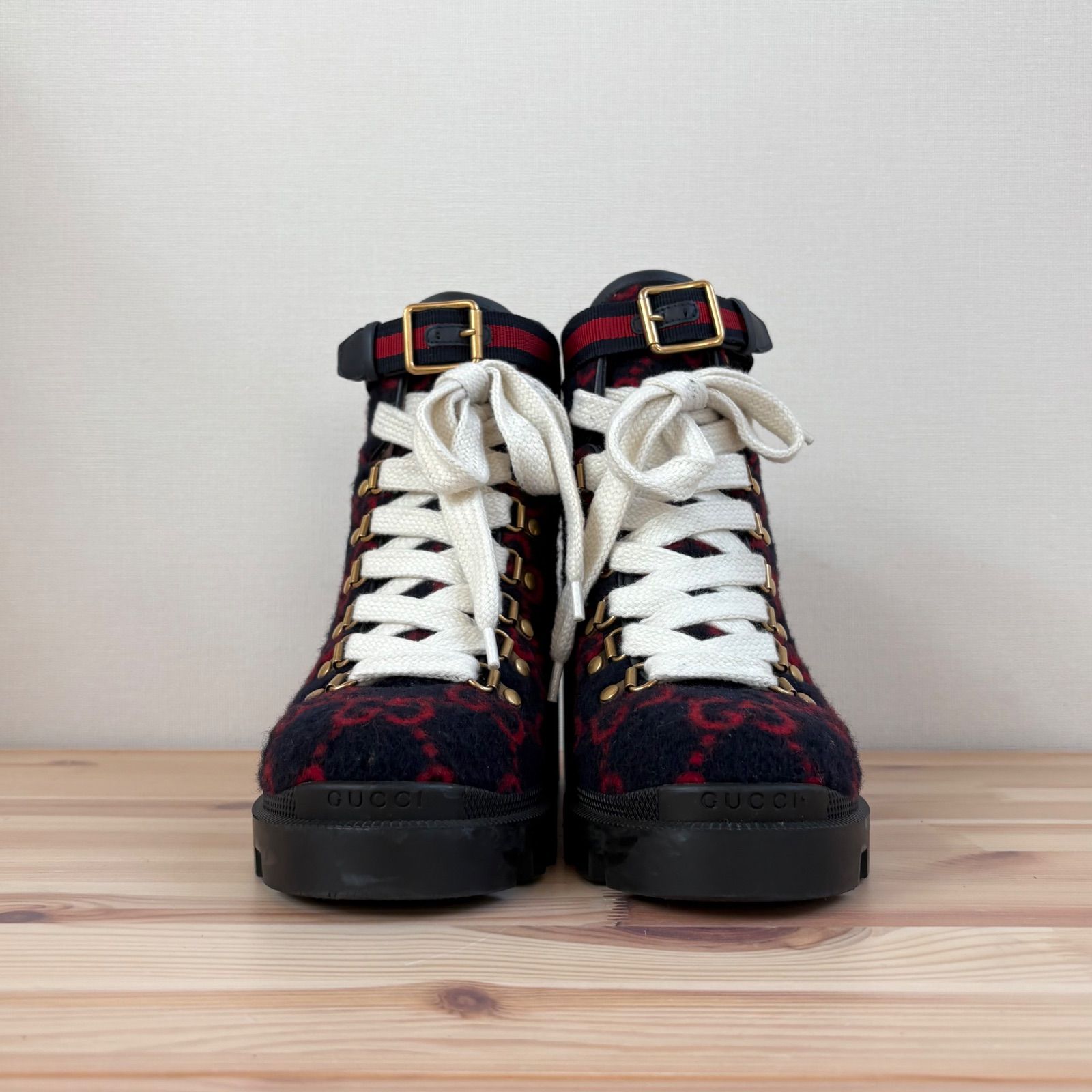 GUCCI グッチ GG柄 シェリーライン ショートブーツ ヒール 36 1 2 23.5cm