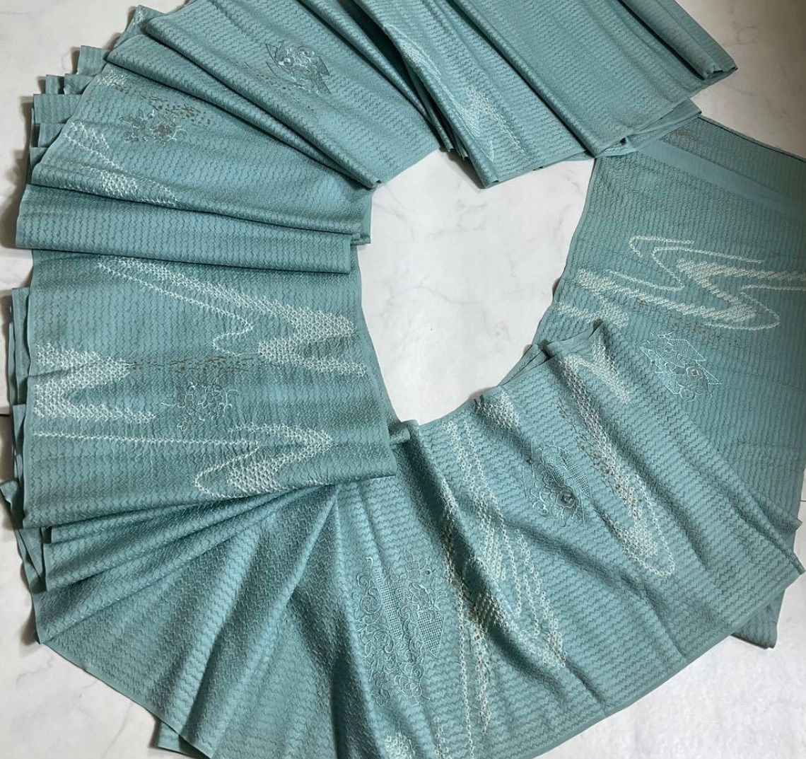 kimomo one kimonoarisa こちらは 厳選 汕頭刺繍の丹後ちりめん 絞り 金彩 訪問着 正絹 着尺 長さ12 m 蘇州刺繍相良刺繍汕頭刺繍中国刺繍着物小紋名古屋帯袋帯洒落袋帯半幅帯です