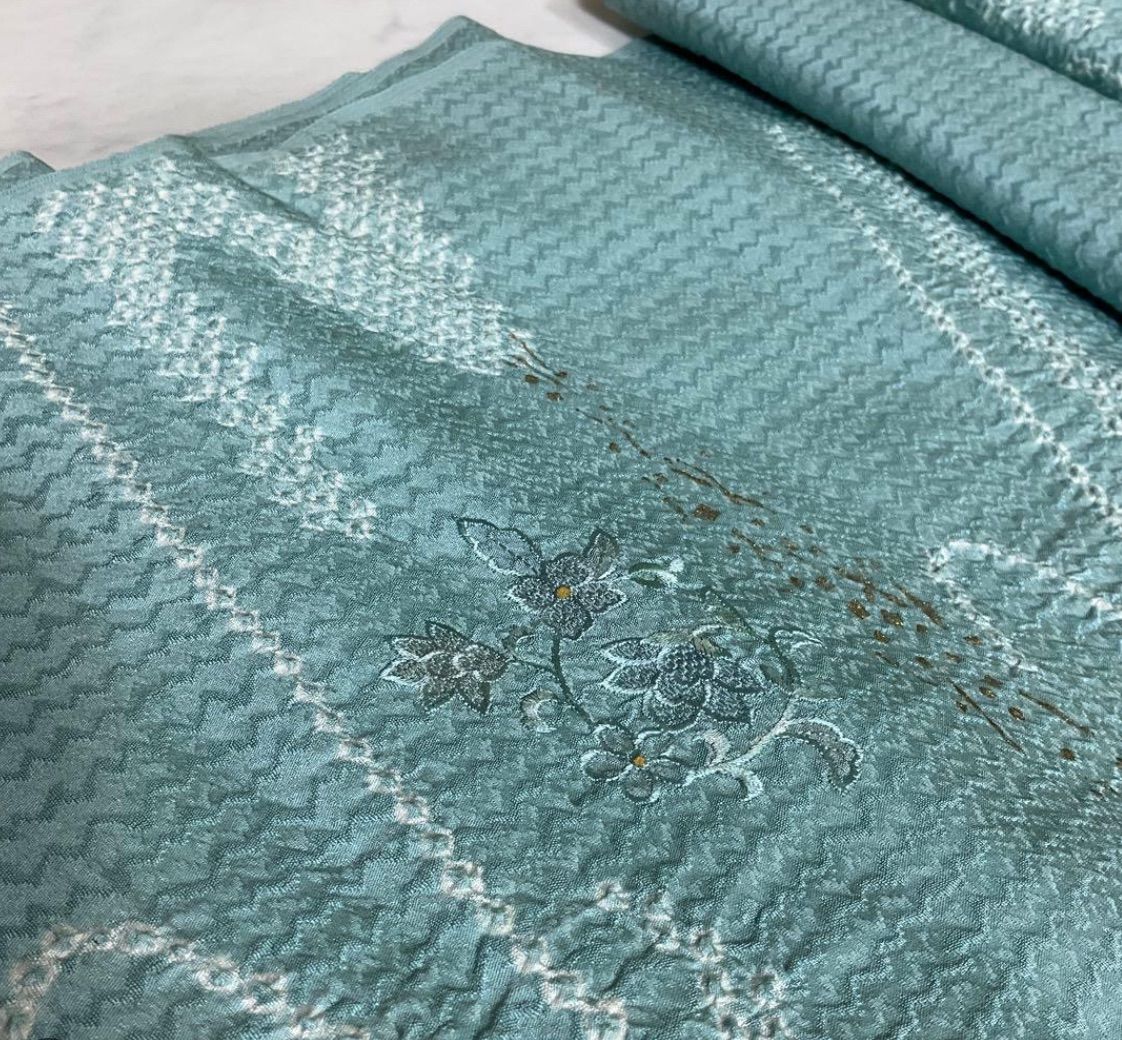  kimomo one kimonoarisa こちらは 厳選 汕頭刺繍の丹後ちりめん 絞り 金彩 訪問着 正絹 着尺 長さ12 m 蘇州刺繍相良刺繍汕頭刺繍中国刺繍着物小紋名古屋帯袋帯洒落袋帯半幅帯です 訪問着 付け下げ 着物反物