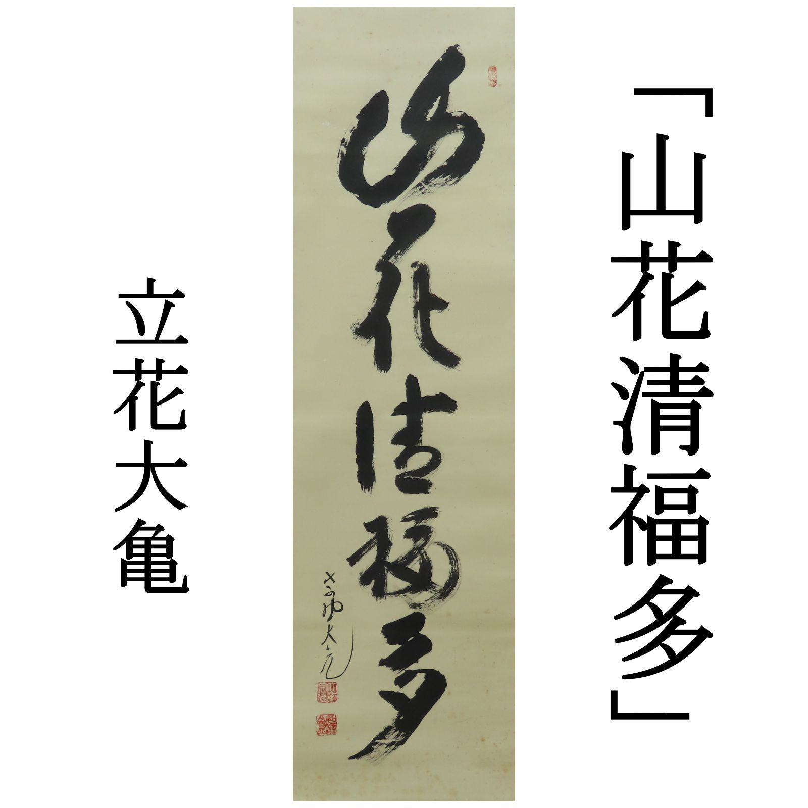 02s21 立花大亀 掛軸 大徳寺塔頭 511世住持 如意庵 山花清福多 肉筆 共箱 お茶道具 茶掛け
