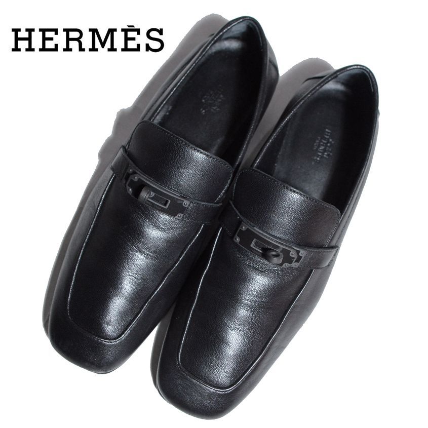 42 1 2 約27.5 cm エルメス HERMES モカシン ローファー チャーリー ケリー 金具