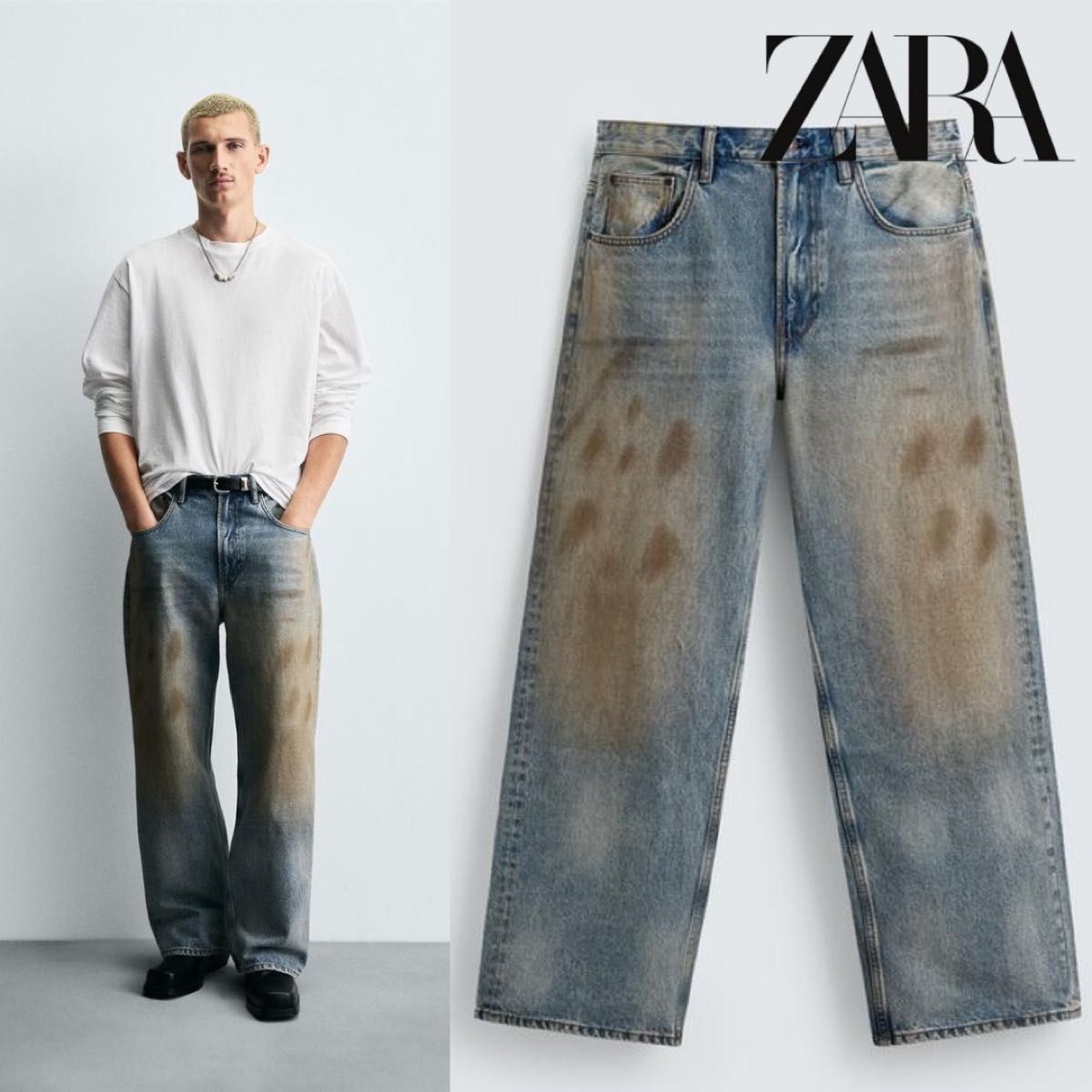 ZARA ヴィンテージ加工バギーフィットジーンズ EU34サイズ 【公式通販】