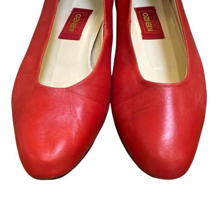 KENZO ケンゾー レザー フラット シューズ パンプス レッド 35 22.5cm