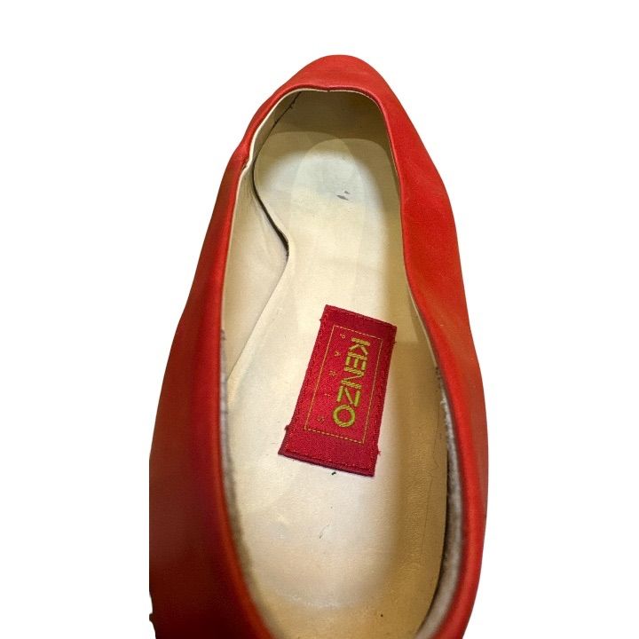 KENZO ケンゾー レザー フラット シューズ パンプス レッド 35 22.5cm