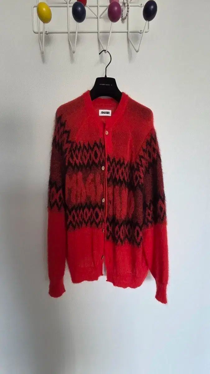 マリアーノ モヘア パータン カーディガン L レッド